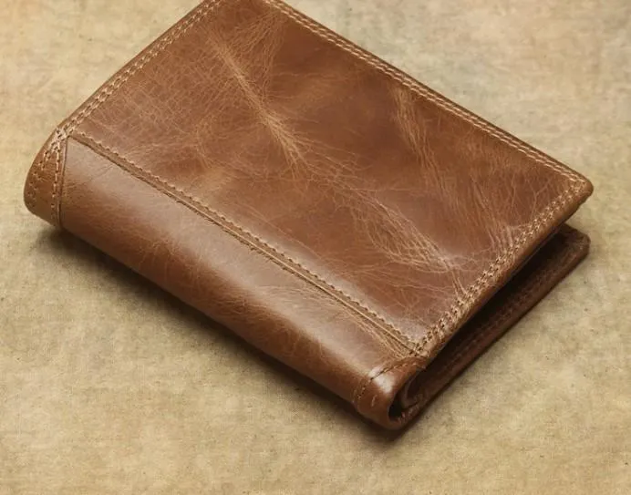 Cool Leather Mens Small Wallet billfold Bifold Wallet Front Pocket Wallet for Men