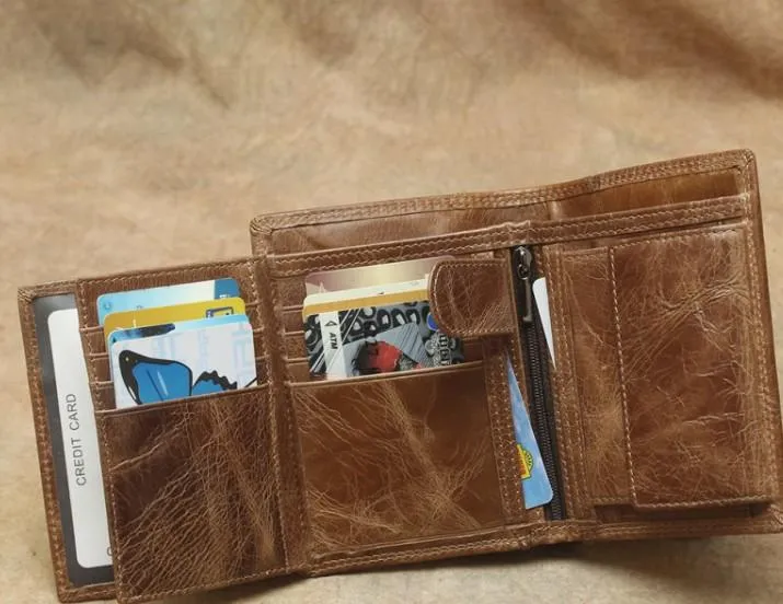 Cool Leather Mens Small Wallet billfold Bifold Wallet Front Pocket Wallet for Men