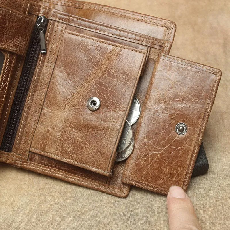 Cool Leather Mens Small Wallet billfold Bifold Wallet Front Pocket Wallet for Men