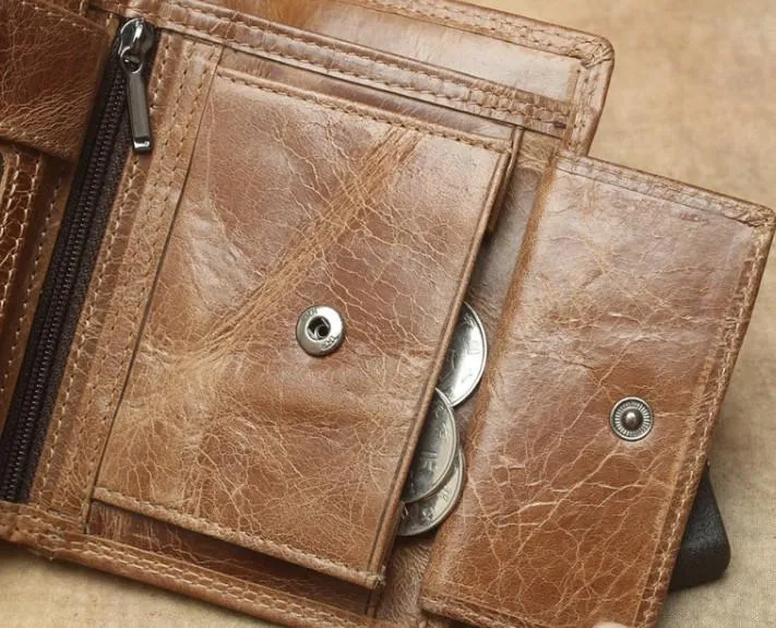 Cool Leather Mens Small Wallet billfold Bifold Wallet Front Pocket Wallet for Men