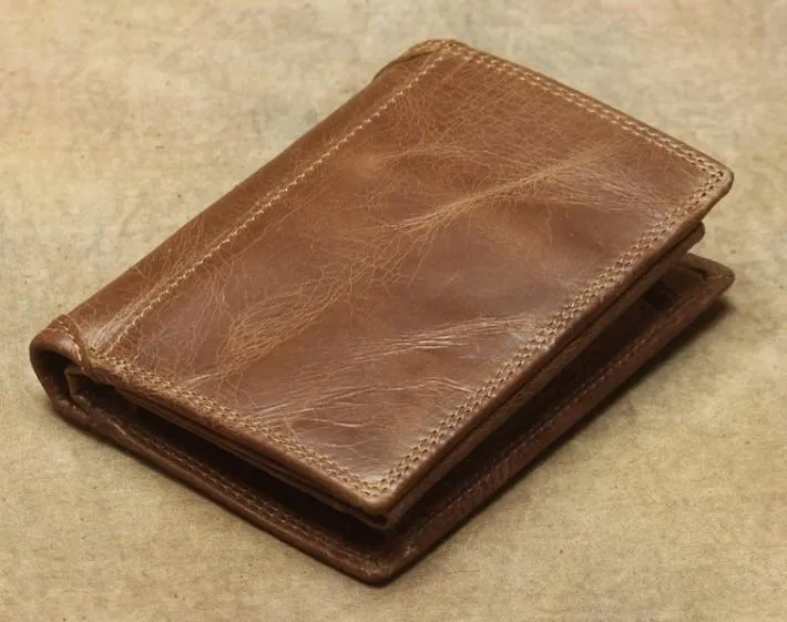 Cool Leather Mens Small Wallet billfold Bifold Wallet Front Pocket Wallet for Men