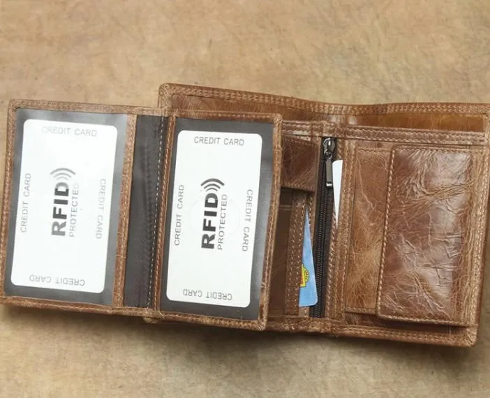 Cool Leather Mens Small Wallet billfold Bifold Wallet Front Pocket Wallet for Men