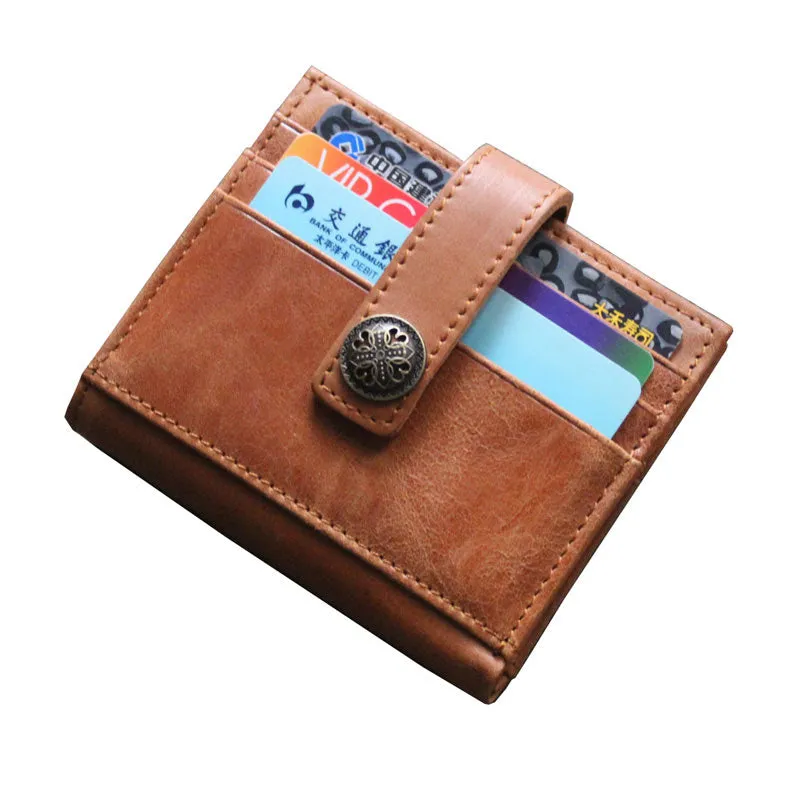 Cool Leather Mens Small Wallet Leather billfold Bifold Card Wallets for Men