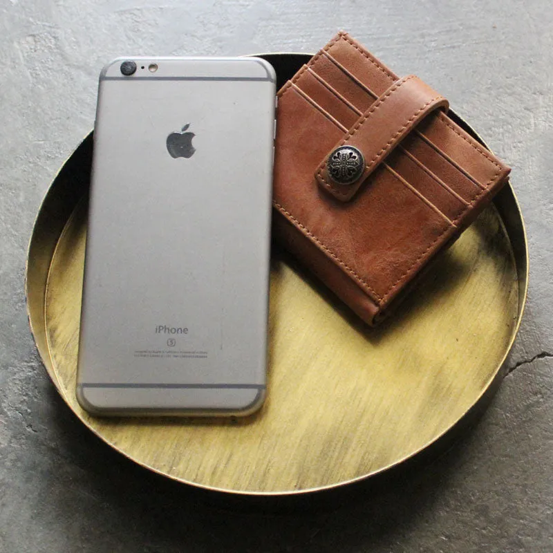 Cool Leather Mens Small Wallet Leather billfold Bifold Card Wallets for Men