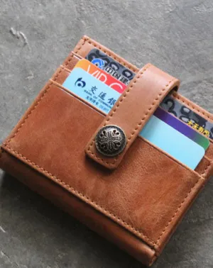 Cool Leather Mens Small Wallet Leather billfold Bifold Card Wallets for Men