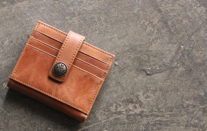 Cool Leather Mens Small Wallet Leather billfold Bifold Card Wallets for Men