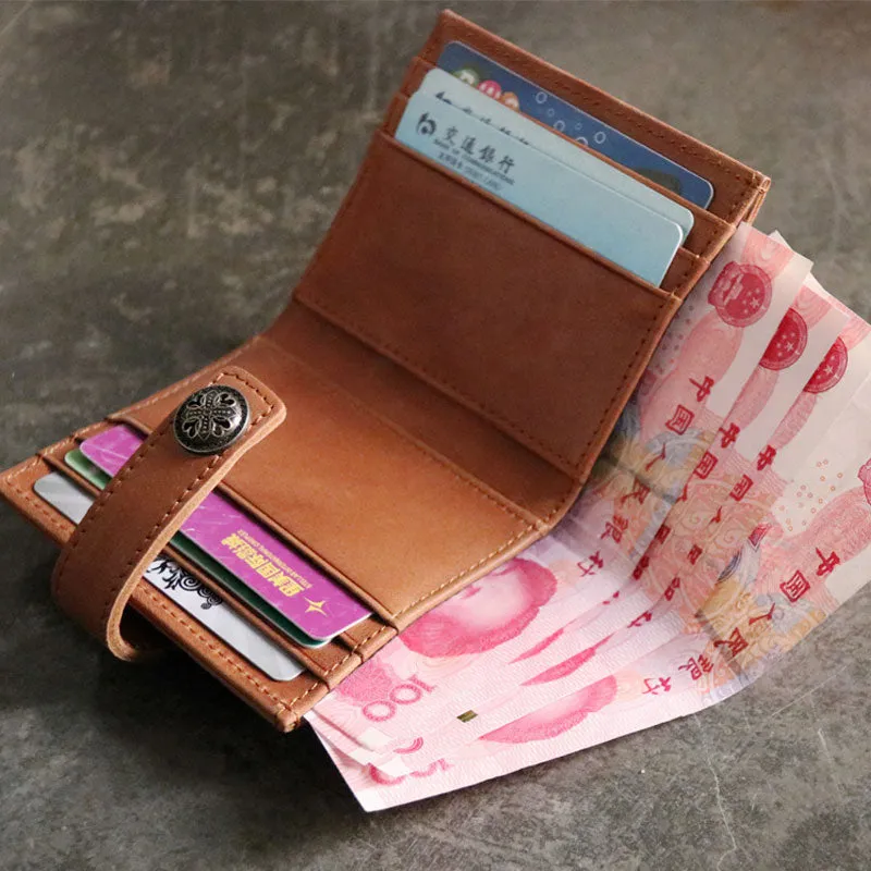 Cool Leather Mens Small Wallet Leather billfold Bifold Card Wallets for Men