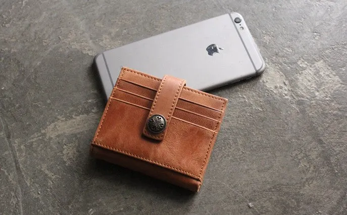 Cool Leather Mens Small Wallet Leather billfold Bifold Card Wallets for Men