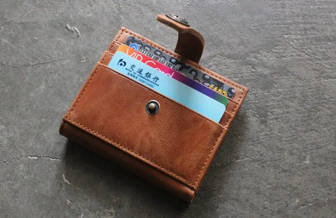 Cool Leather Mens Small Wallet Leather billfold Bifold Card Wallets for Men