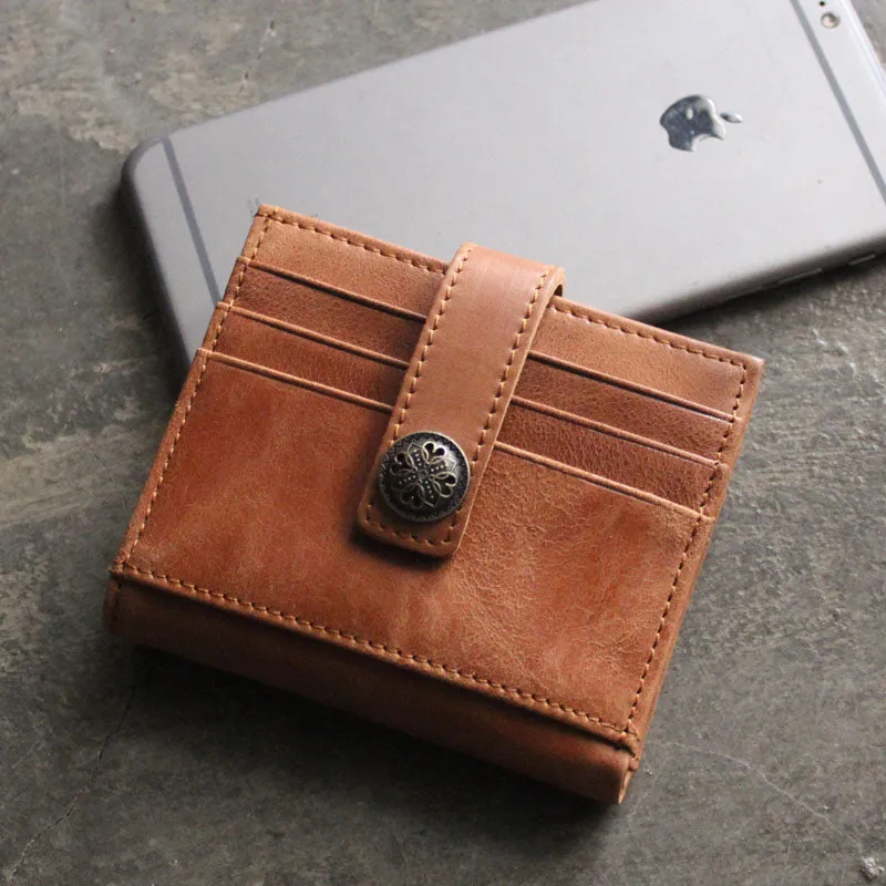 Cool Leather Mens Small Wallet Leather billfold Bifold Card Wallets for Men
