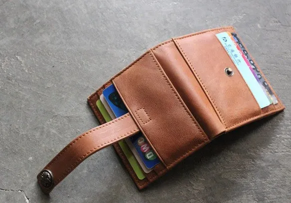 Cool Leather Mens Small Wallet Leather billfold Bifold Card Wallets for Men