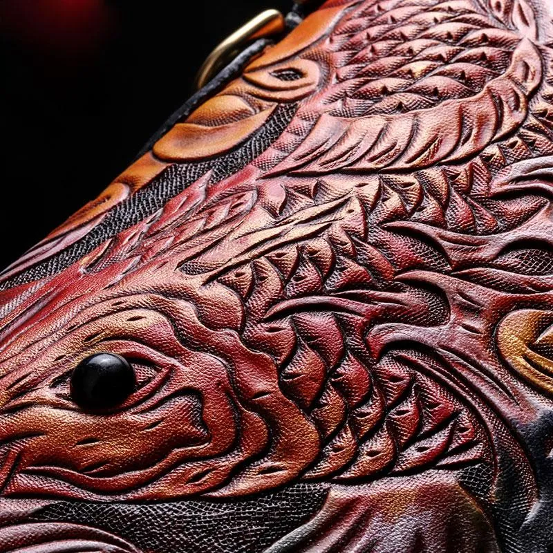 Cool Leather Tooled Carp Mens Biker Chain Wallets Long Leather Biker Wallet With Chain Wallets for Men