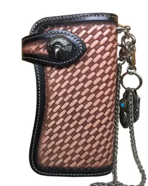 Cool Leather Tooled Eagle Biker Wallet Handmade Biker Chain Wallet for Men