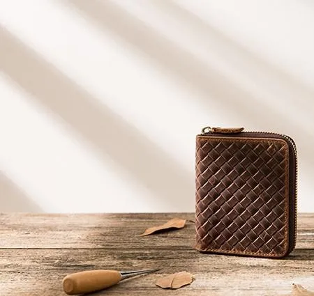 Cool Leather Vintage Mens Small Wallets Zipper billfold Wallets for Men