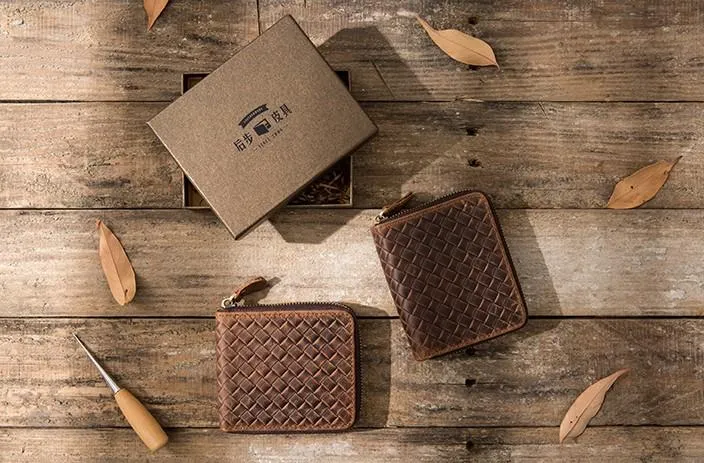 Cool Leather Vintage Mens Small Wallets Zipper billfold Wallets for Men