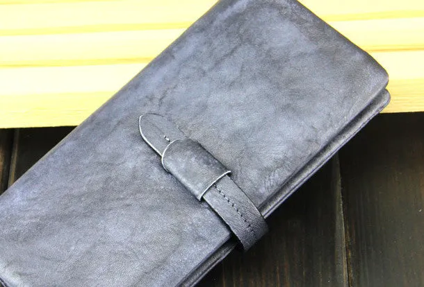 Cool mens long leather wallet vintage brown leaather long wallet for men