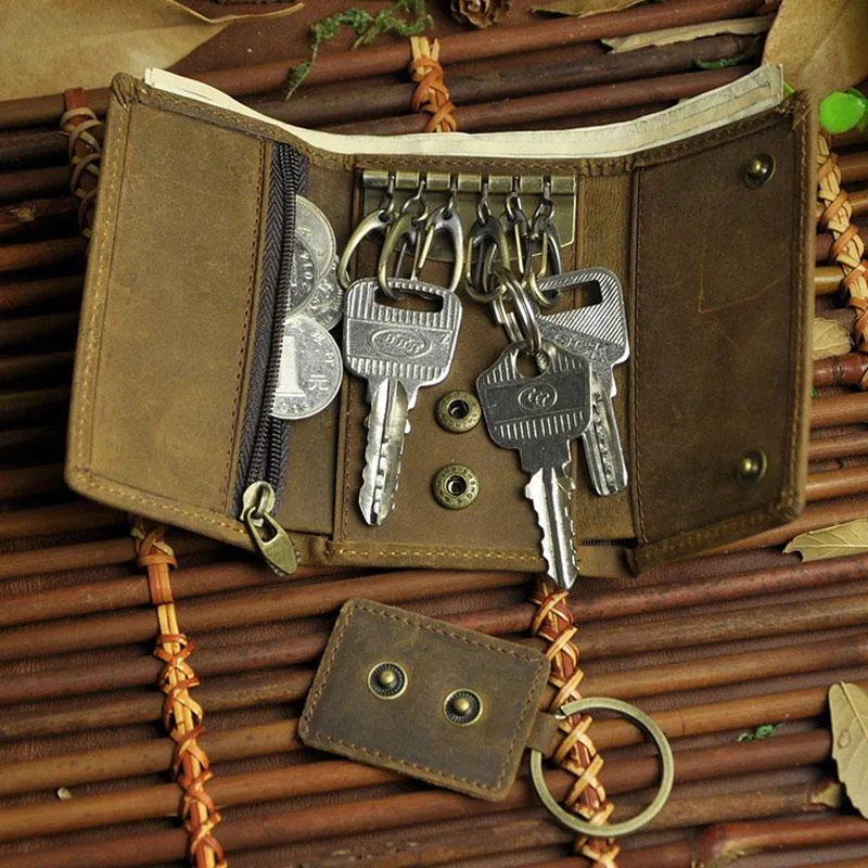 Cool Small Leather Mens Keys Wallet Car Keys Holder Car Key Case for Men