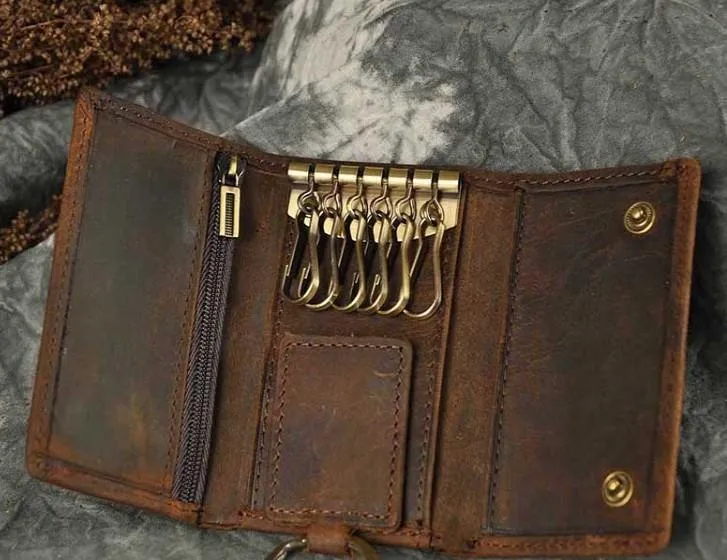 Cool Small Leather Mens Keys Wallet Car Keys Holder Car Key Case for Men