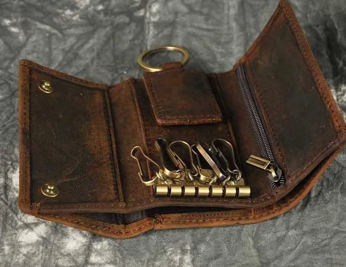 Cool Small Leather Mens Keys Wallet Car Keys Holder Car Key Case for Men