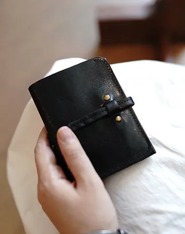 Cute Coffee Leather Womens Slim Small Wallet Classic Billfold Wallet With Buckle For Women