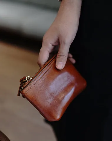 Cute Coffee Leather Womens Zipper Wallet Classic Small Card Coin Wallet For Women
