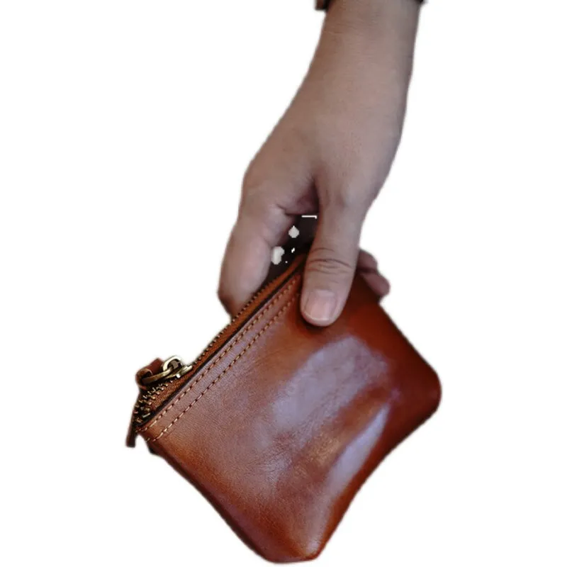 Cute Coffee Leather Womens Zipper Wallet Classic Small Card Coin Wallet For Women