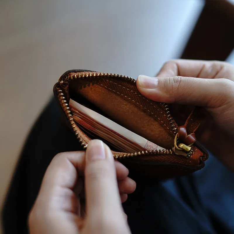Cute Coffee Leather Womens Zipper Wallet Classic Small Card Coin Wallet For Women
