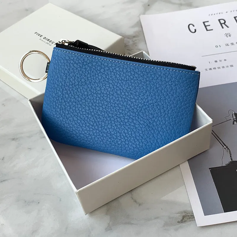 Cute Green Leather Small Change Wallet Women Keychain with Wallet Zipper Coin Wallet For Women