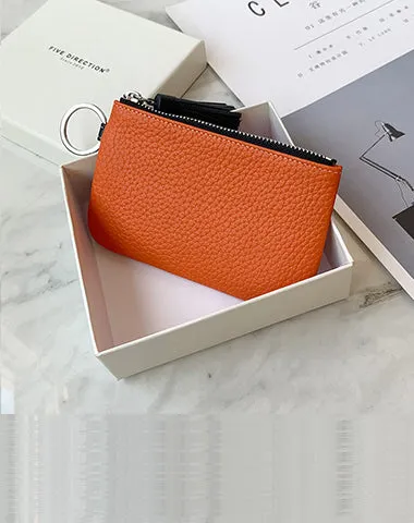 Cute Green Leather Small Change Wallet Women Keychain with Wallet Zipper Coin Wallet For Women