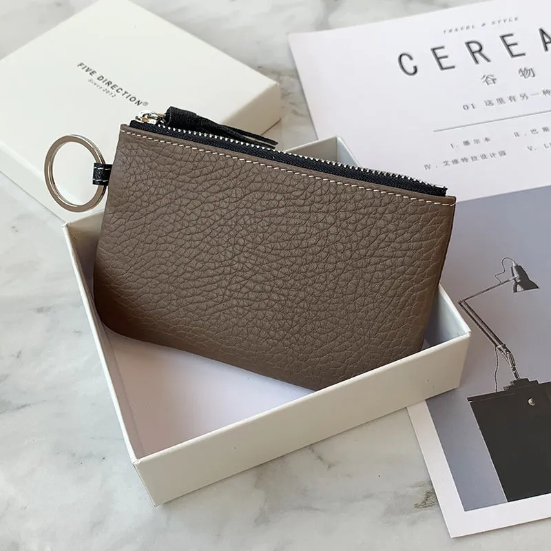 Cute Green Leather Small Change Wallet Women Keychain with Wallet Zipper Coin Wallet For Women