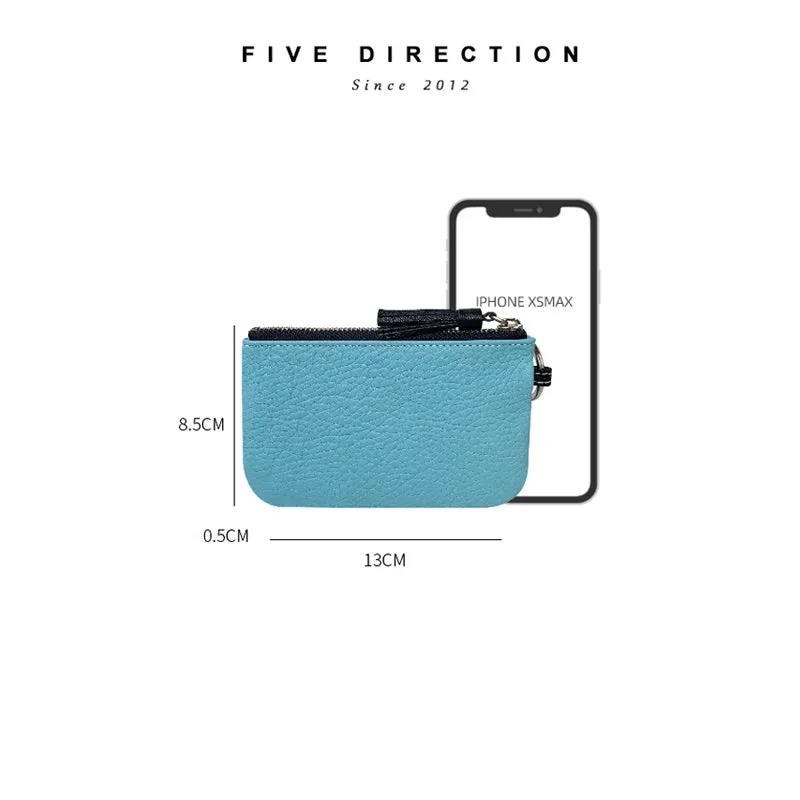 Cute Green Leather Small Change Wallet Women Keychain with Wallet Zipper Coin Wallet For Women