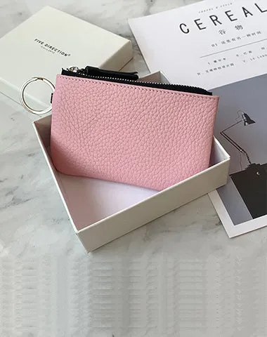 Cute Green Leather Small Change Wallet Women Keychain with Wallet Zipper Coin Wallet For Women