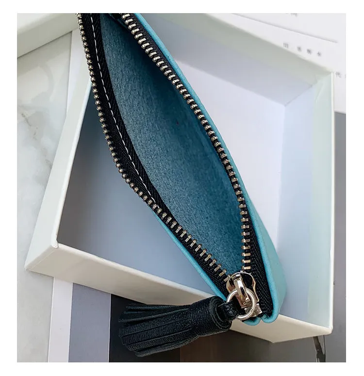 Cute Green Leather Small Change Wallet Women Keychain with Wallet Zipper Coin Wallet For Women