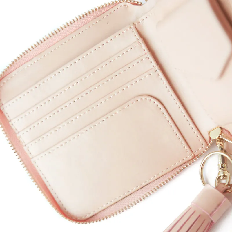 Cute Stylish Leather Womens Small Wallet for Women Zipper billfold Wallet