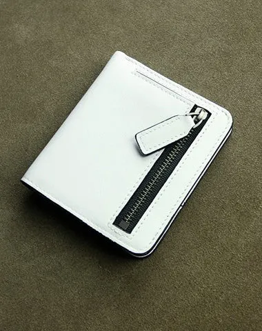 Cute Women Black Leather Small Bifold Wallet Billfold Wallet with Coin Pocket For Women