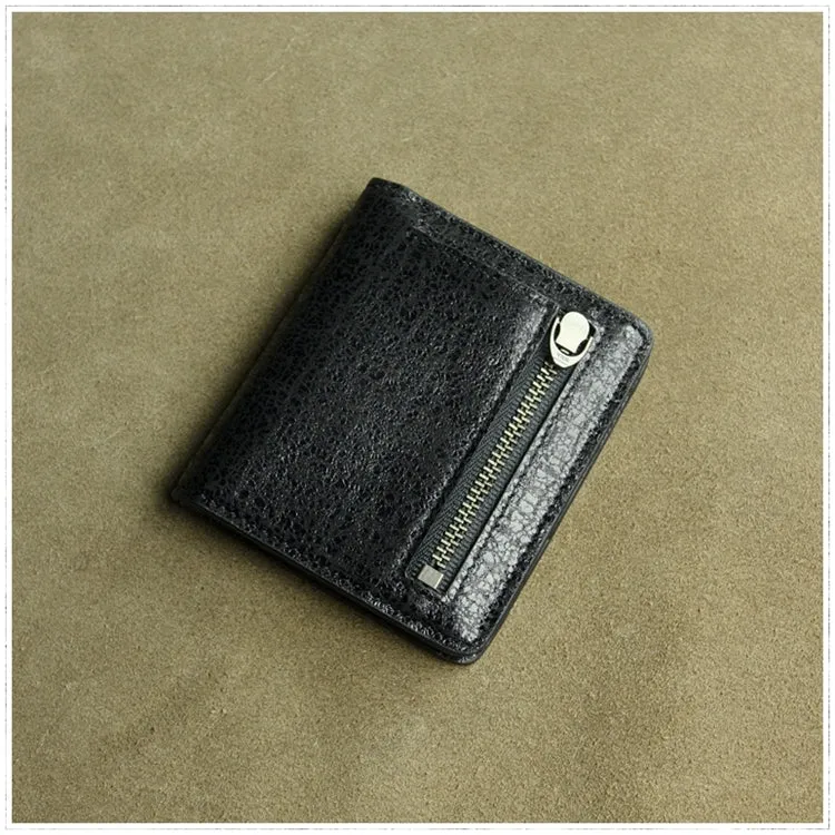 Cute Women Black Leather Small Bifold Wallet Billfold Wallet with Coin Pocket For Women