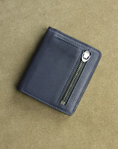 Cute Women Black Leather Small Bifold Wallet Billfold Wallet with Coin Pocket For Women