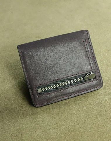 Cute Women Black Leather Small Bifold Wallet Billfold Wallet with Coin Pocket For Women