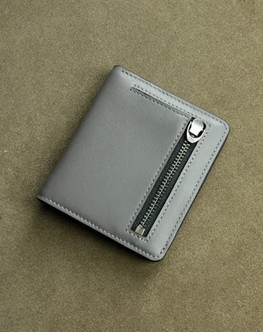 Cute Women Black Leather Small Bifold Wallet Billfold Wallet with Coin Pocket For Women