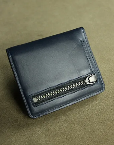 Cute Women Black Leather Small Bifold Wallet Billfold Wallet with Coin Pocket For Women