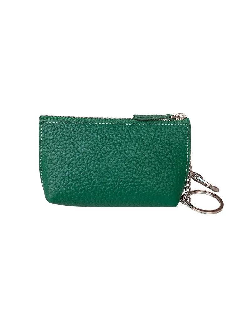 Cute Women Black Leather Small Change Wallet Keychain with Wallet Zipper Coin Wallet For Women