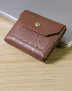 Cute Women Brown Leather Billfold Card Wallet Coin Wallets Mini Change Wallets For Women