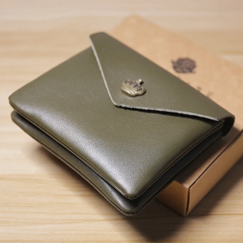 Cute Women Crown Gray Leather Mini Billfold Wallet Coin Wallets Slim Change Wallets For Women