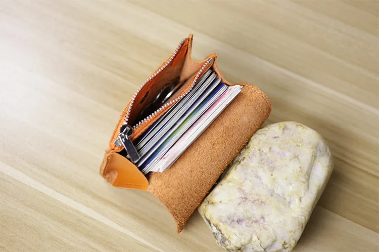 Cute Women Leather Mini Zip Coin Wallet Dark Coffee Change Wallets Slim Billfold Wallet For Women