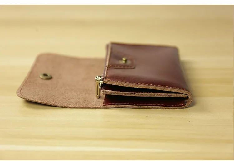Cute Women Leather Mini Zip Coin Wallet Dark Coffee Change Wallets Slim Billfold Wallet For Women