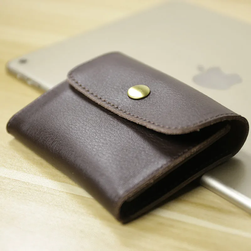 Cute Women Leather Mini Zip Coin Wallet Dark Coffee Change Wallets Slim Billfold Wallet For Women