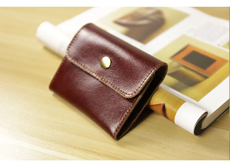 Cute Women Leather Mini Zip Coin Wallet Dark Coffee Change Wallets Slim Billfold Wallet For Women