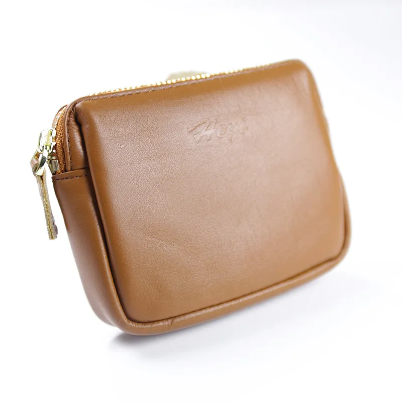 Cute Women Navy Leather Mini Zip Billfold Wallet Coin Wallet Small Zip Change Wallets For Women
