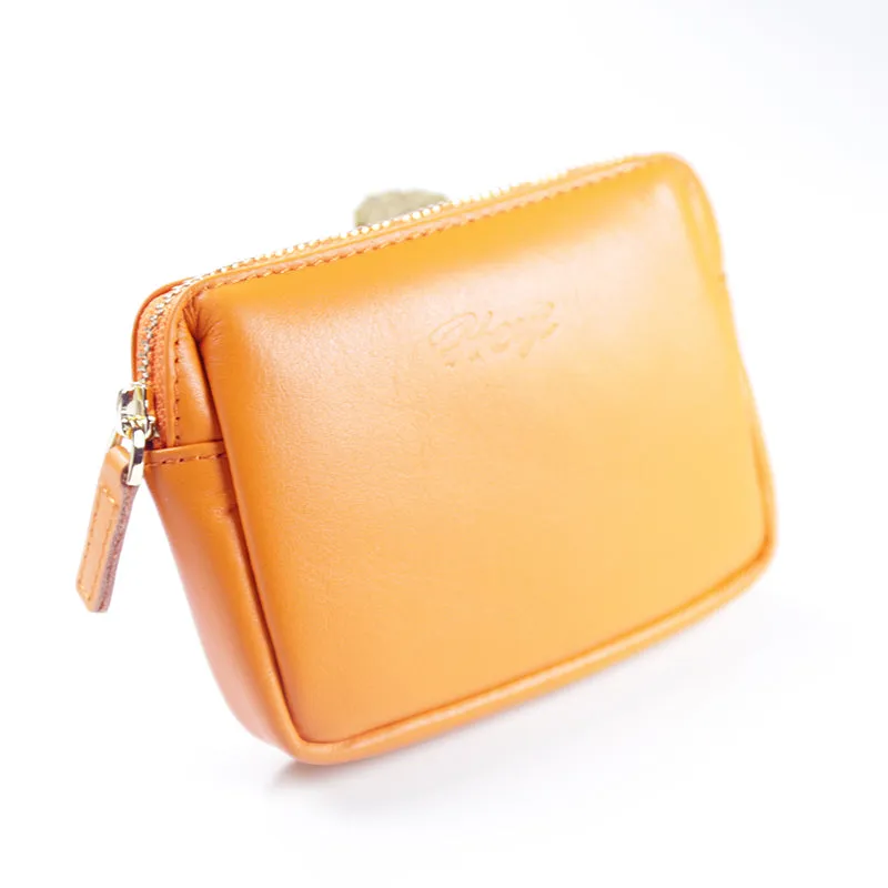 Cute Women Navy Leather Mini Zip Billfold Wallet Coin Wallet Small Zip Change Wallets For Women