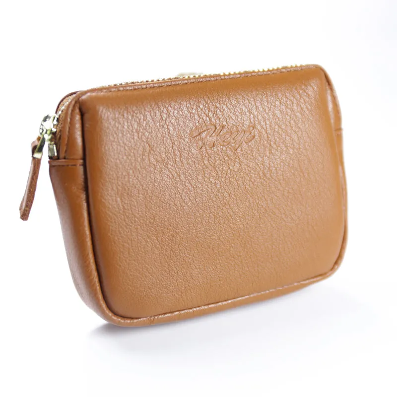 Cute Women Navy Leather Mini Zip Billfold Wallet Coin Wallet Small Zip Change Wallets For Women